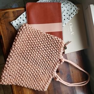 Clare V Sandy Tote and Clutch Wristlet with Strap